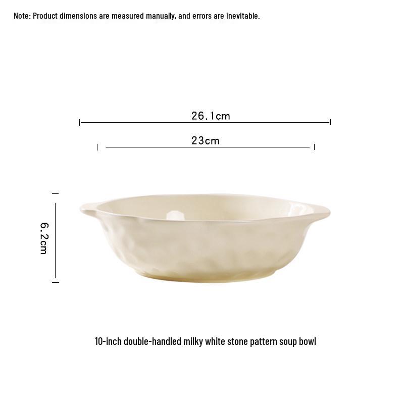 12  Large Double-Handle Ceramic Soup Bowl - Thickened, Creative 2025 Style for Sauerkraut Fish Soup 1 piece