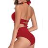 Sexy Zweiteiler Hohe Taille Bikini Sets Neckholder Einfarbig Retro Raffung Gedruckt Badeanzug Brasilianische Bademode Damen 2026 Badeanzüge