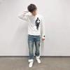 European and American Autumn Street Fashion Personalized Printed Retro Round Neck Long Sleeved T-shirt for Men and Women
