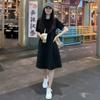 Women Plus Size T‑Shirt Dress Short Sleeve Crew Neck Loose Straight Midi Dress Summer Casual Solid Color Dress For Fat Ladies