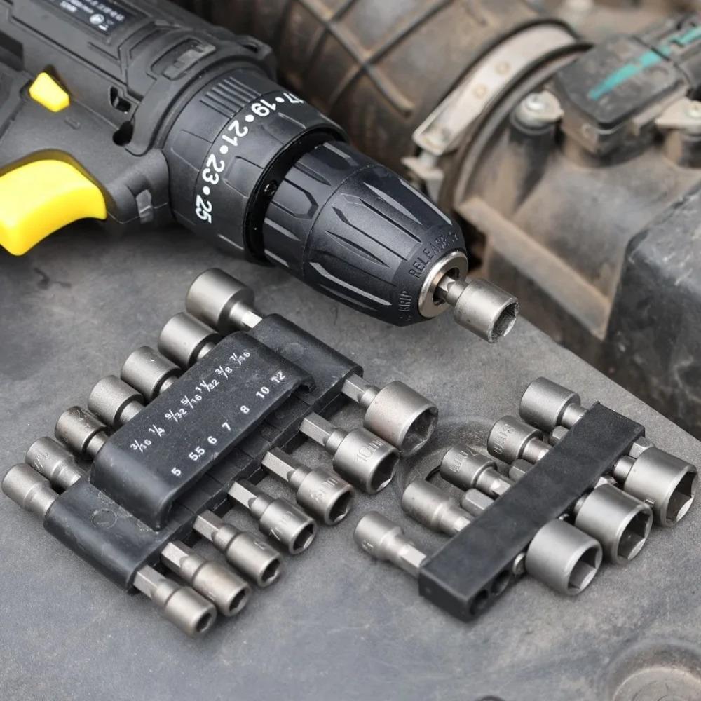 9/14pcs 5mm-13mm Hex SocketS Sleeve Nozzles Nut Driver Set Screwdriver Set Bits Sets Tools Power Nuts Driver Socket