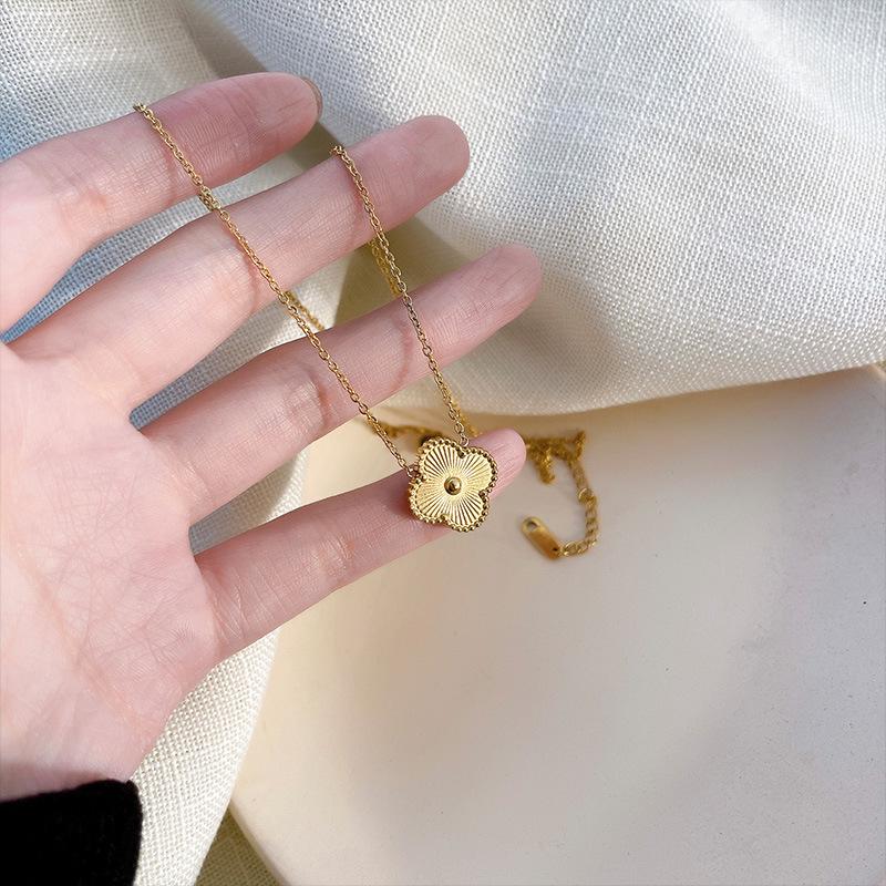 

Роскошное цветочное ожерелье из титановой стали, браслет и цепочка для маски - Модные женские универсальные украшения