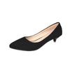 Mode 2024 Flacher Ausschnitt Schlanker Absatz Niedriger Absatz Schuhe mit Spitze Schwarze Professionelle Wildleder Einzelne Schuhe für Damen