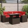 VidaXL Garden Furniture Set with Cushions 5pcs Brown Braided Resin Acacia, Outdoor Sofa Set, Garden Lounge, 3326795