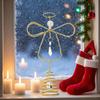 Glittered Golden Angel Christmas Tree Topper Double Angel Treetop Decoration Xmas Tree Sparkling Tree Topper