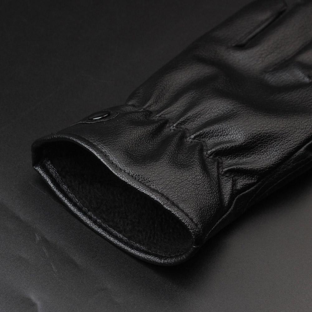 NEW PU Leather Imitation Sheepskin Warm Gloves Men's Skiing Winter Touch Gloves Outdoor Riding D4B4