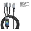 100W Transparent Data Cable with Power Display USB-C to 8-pin/Micro-USB Braided Charger Cord Fast Charging And Data Transfer Charging Cable
