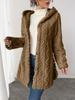 2025 Autumn/Winter Women's Warm Plush Hooded Cardigan - Button-Up Solid Color Coat