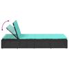 Sun Lounger with Floating Cushion Black Poly Rattan