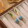 Elegant Romantic Handmade Enamel Painted Tulip Flower Earrings Sweet Countryside Series High-end