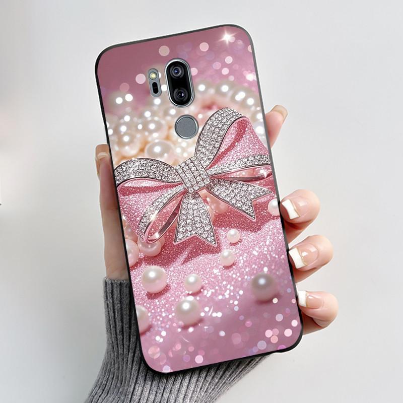 Cute Case For LG G7 thinQ Capa Coque Printing Shell Protective Cover For LG G7thinQ Fundas Soft Silicone Cartoon Black Casing