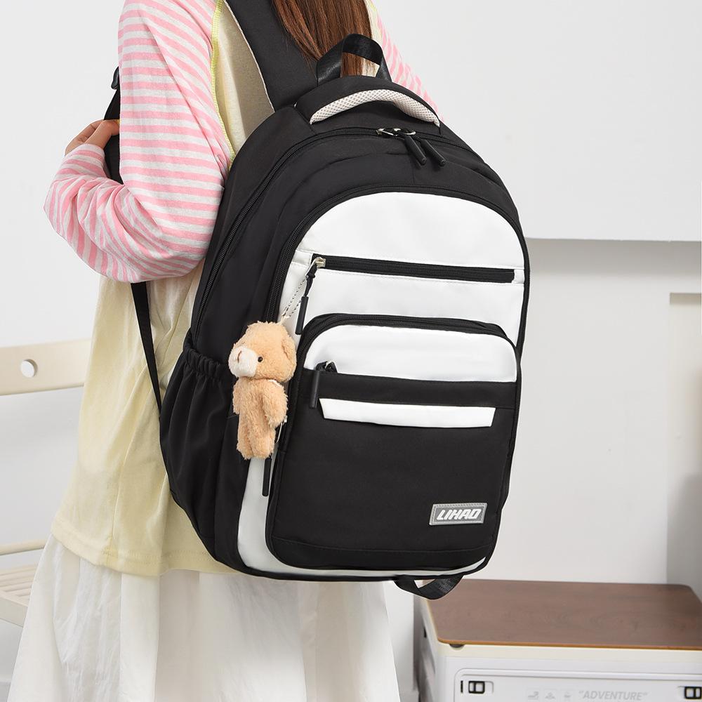Schoolbag Large Capacity Junior and High School Student Schoolbag Multi-compartment Light and Simple Backpack Premium Sense Solid Color Casual