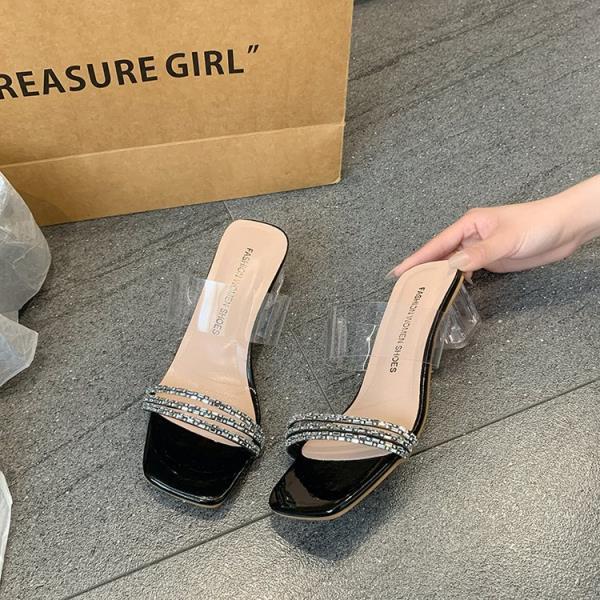 Fashion Women's Shoes Silver Ladies' Slippers Luxury Slides Pantofle Butterfly-Knot Square Toe Designer 2025 Block Butterfly-knot