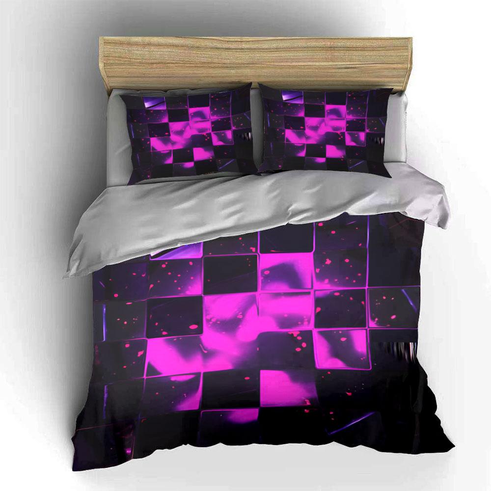 Purple Glow Wall Decor Set Multiple Sizes Kid'S And Adults' Bedroom Exquisite 3Pc Bedding Set, Gift