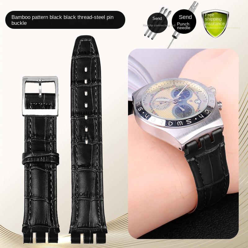 For swatch YCS YAS YGS series watch band 17mm 19mm genuine leather Wrist Strap Women men watch strap belt bracelet accessories