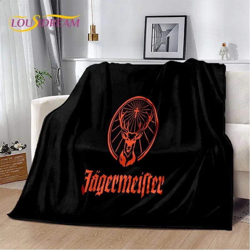 3D German Jaegermeister Logo Elk Soft Flannel Blanket for Beds Bedroom Sofa Picnic,Throw Blanket for Cover Outdoors Leisure Gift