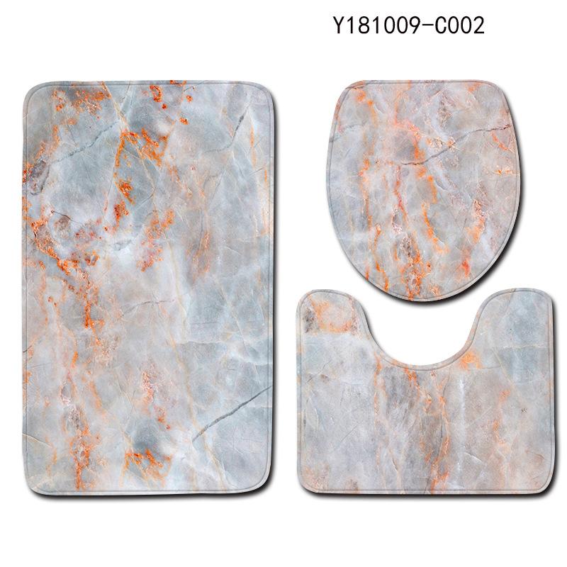 Marble Print Bathroom 3piece Set Nonslip Absorbent Bathroom Floor Mat Carpet Absorbent Shower Mat and Ushaped Carpet