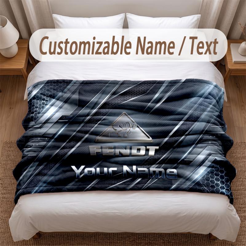 Fendt Printed Flannel Blanket Custom Name Text Soft Warm Throw For Bedroom Holiday Gift
