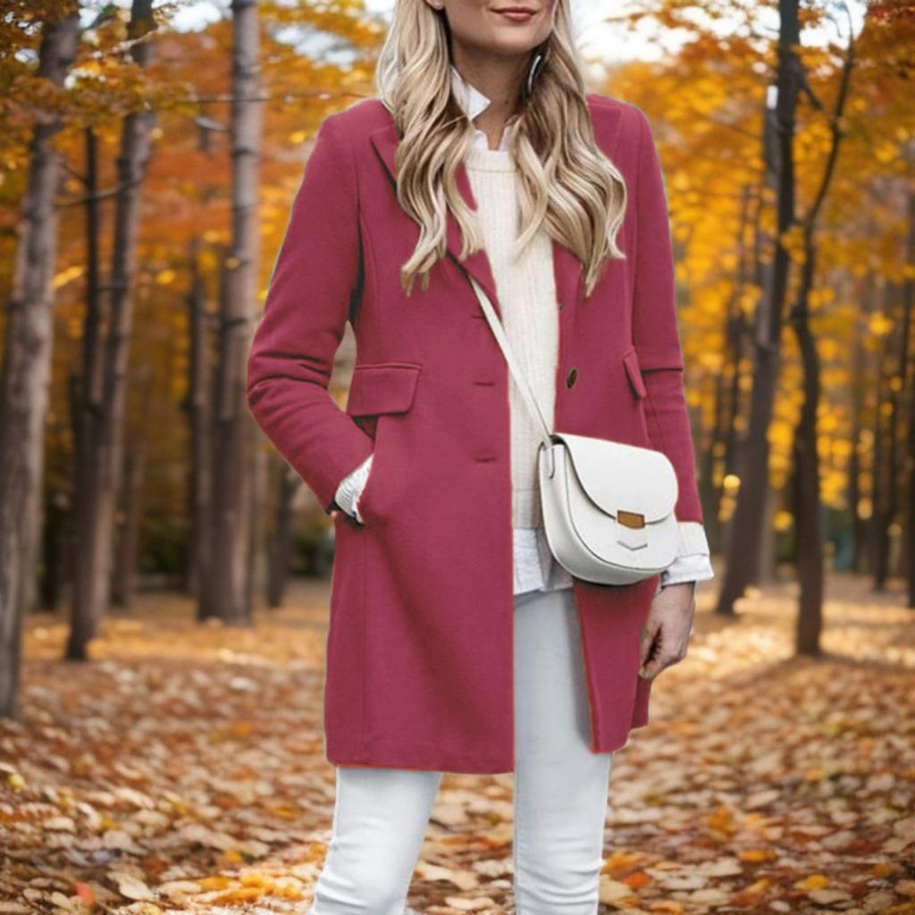 Fall Winter Women's Woolen Coat Single Breasted Solid Color Cardigan Jacket For European American Japanese Korean Style