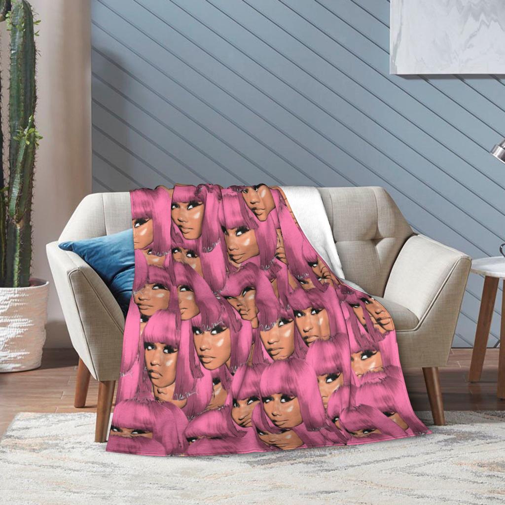 Nicki Minaj Blankets Velvet Spring Autumn Portable Super Warm Throw Blankets for Bed Office Rug Piece