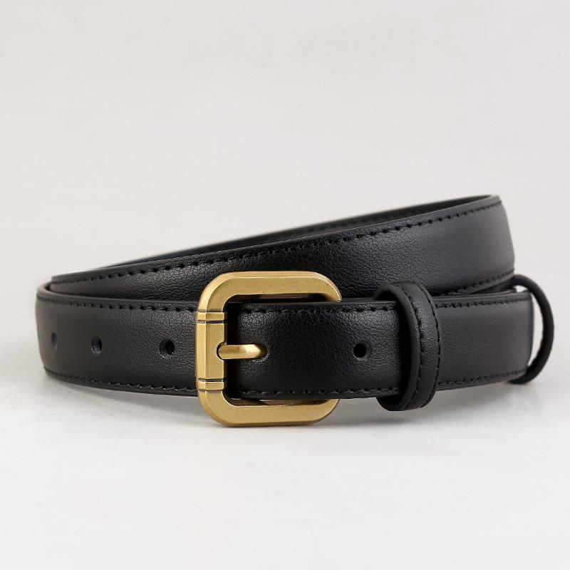 Womens Classic Leather Waistband With Metal Pin Closure For Office And Daily Use