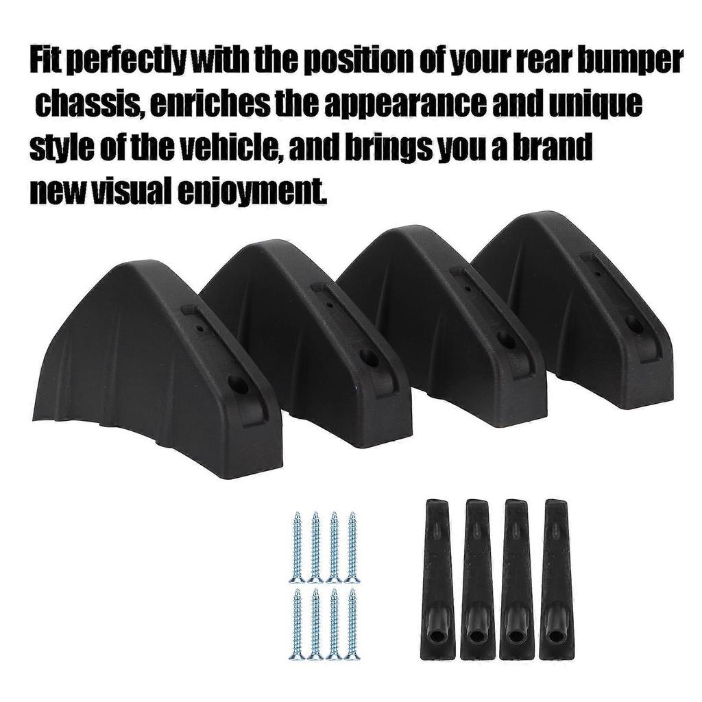 4pcs Rear Bumper Lip Spoiler Protective Trim Black Maintenance Replacement Universal
