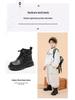 Boys' Black British-Style Leather Boots - Short, Dr. Martens-Inspired, Soft Sole, for Autumn/Winter