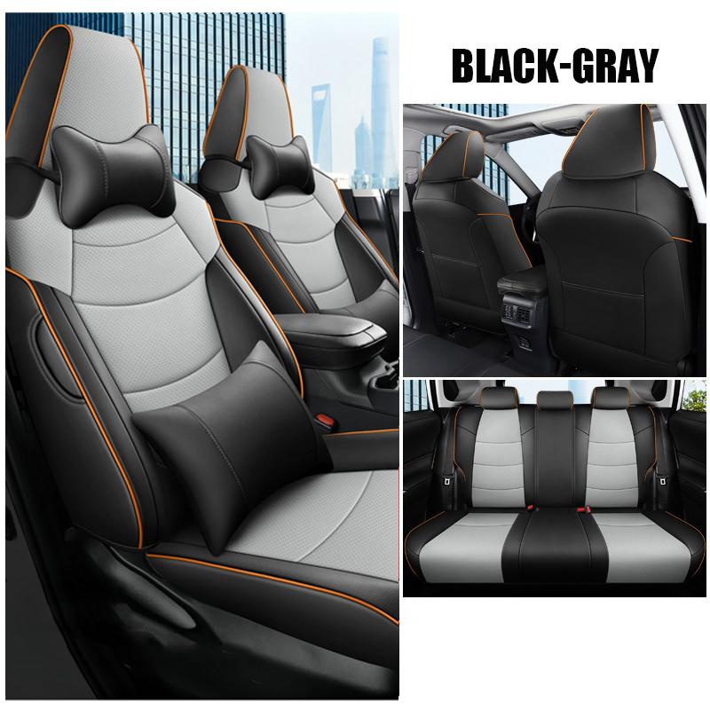 Custom Car Seat Covers Full Set For Toyota RAV4 2019-2025 Waterproof Leather Seat Cushion Protective Cover Interior Accessories