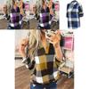 Stylish S-5xl Women's Long Sleeve Plaid T-shirt Blouse With V-neck Design