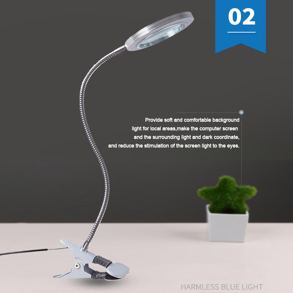 10X Magnifying Glass Lamp with Light Magnifier Light with Clip Adjustable Flexible Magnifying Lamp with USB Powered