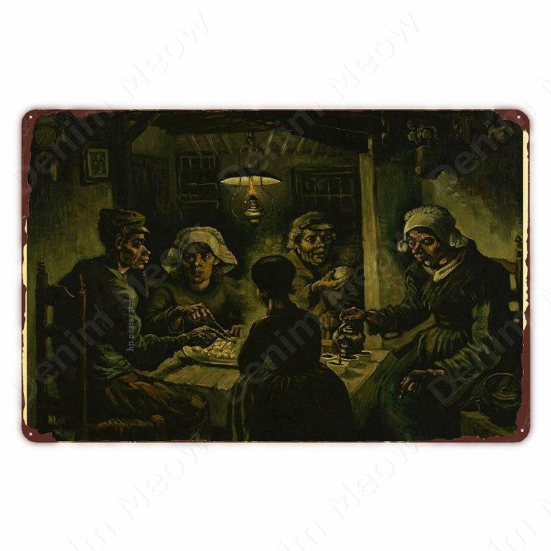 Винтажный металлический постер с картиной Ван Гога, Коллекция знаменитых картин маслом, Жестяная табличка, Декор для дома, бара, кафе, Настенная роспись в стиле ар-нуво, Н 20x30cm（7.8x11.8inch）