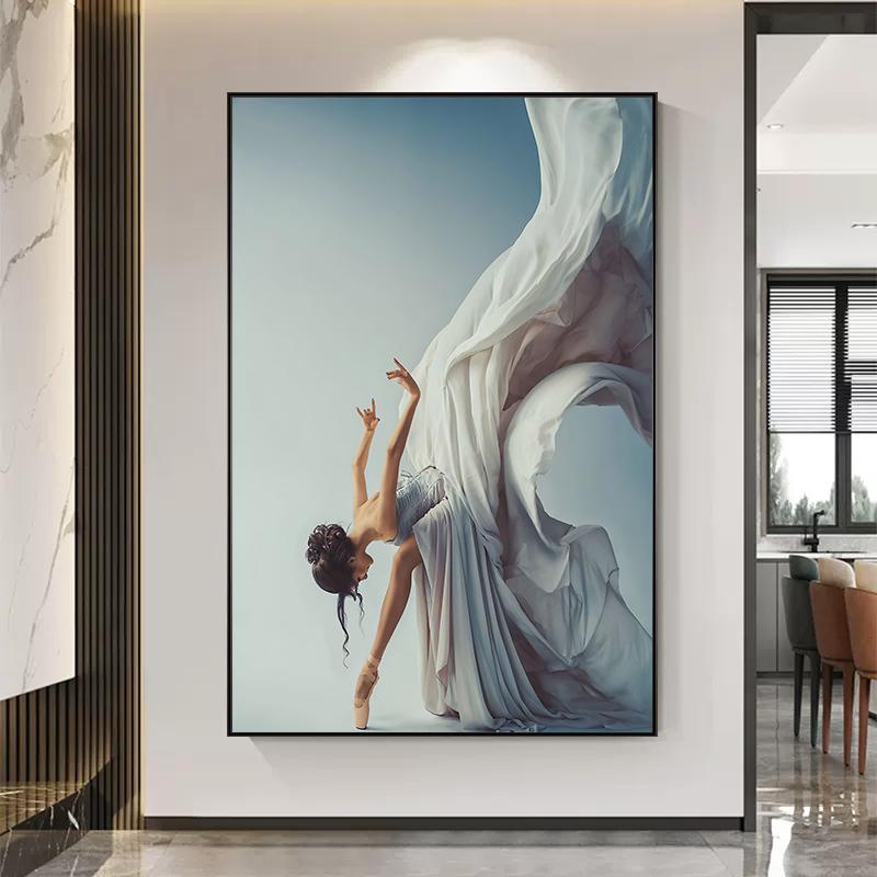 Modern Ballet Dancing Girl Canvas Painting Elegant Dancer Wall Art Pictures Poster Prints for Living Dance Room Home Decor