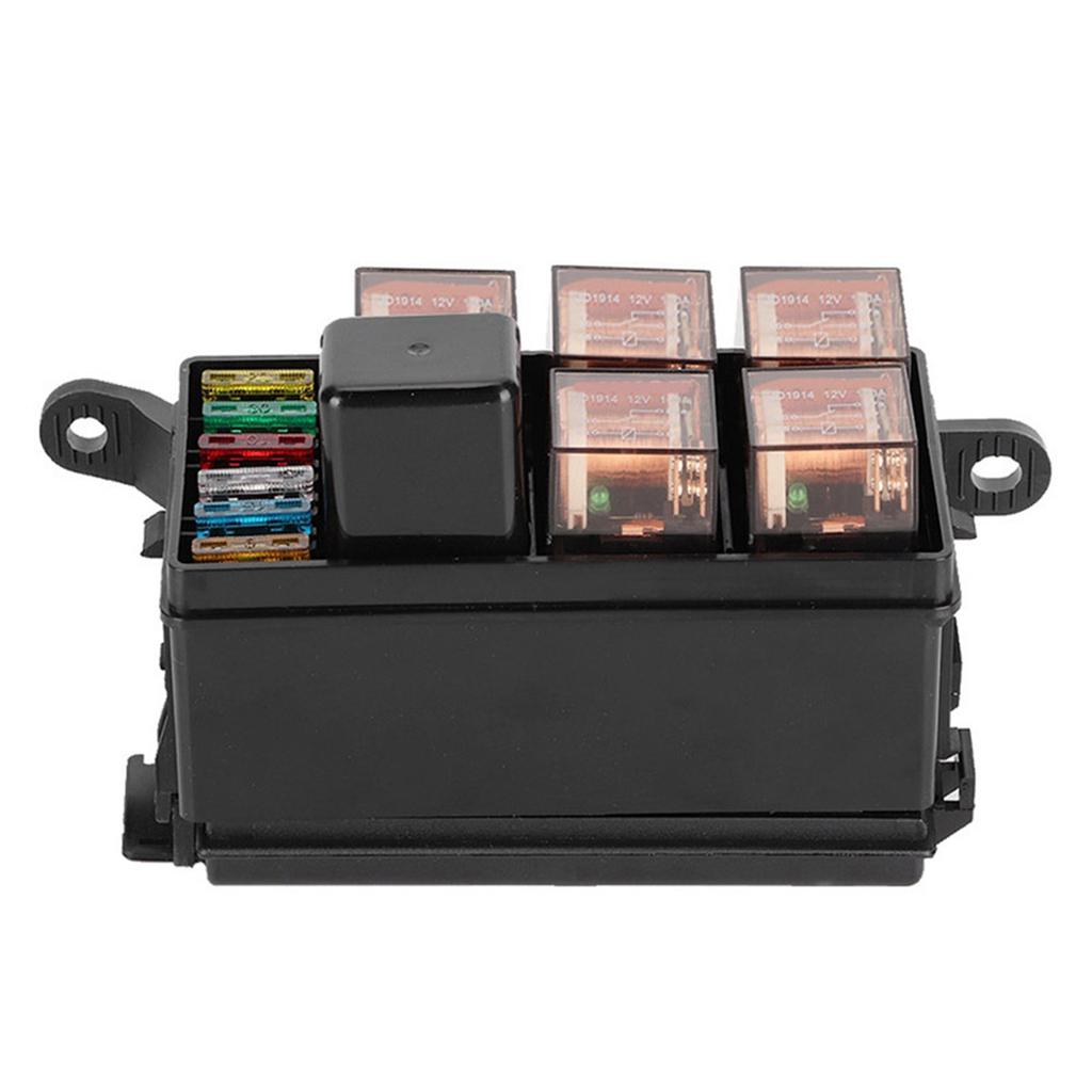 6 Way Car Fuse Box with 1pc 4p 12v and 5pcs 100A Transparent Shell Relays for Ships Car Racing