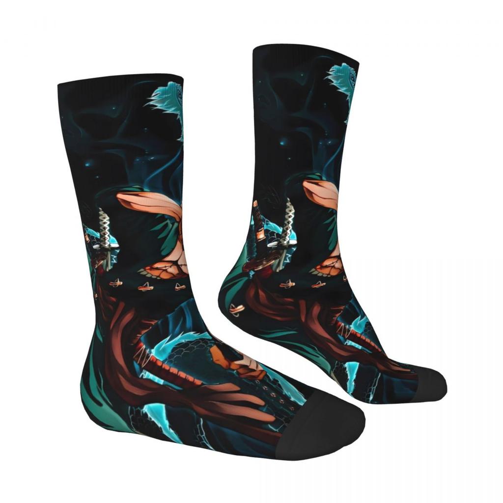 Couple Socks O-One O-Piece Zoro Illustration Stockings Autumn Vintage Warm Soft Socks Pattern Skateboard Non-Slip Socks