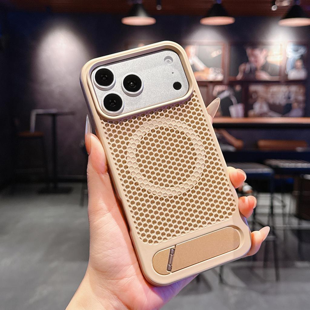 Simple 45 dgree Bracket Magnetic Heat Dissipation Case for iPhone 17 Pro Max 16 Comfortable Grip Kickstand Shockproof Cover