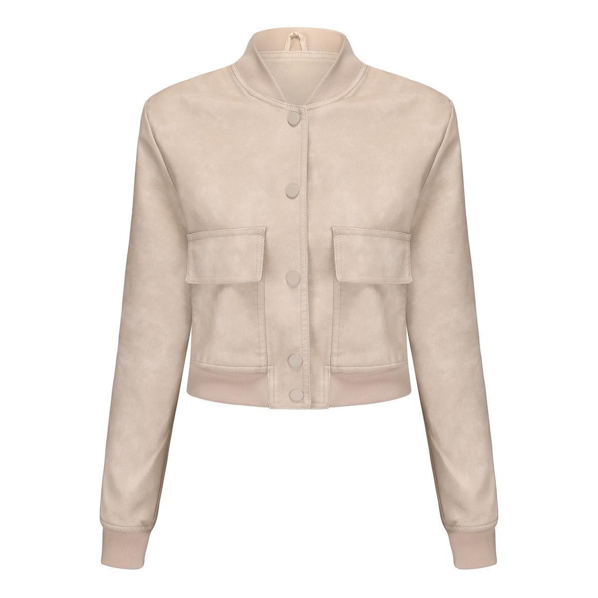 

Свободный кардиган, пальто, повседневная куртка, модная ребристая усадочная кожаная куртка для женщин M