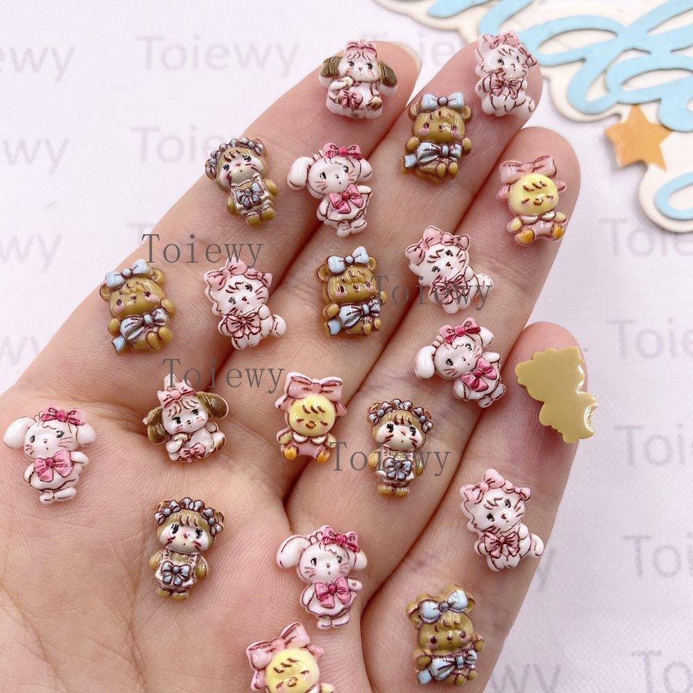 50pcs Résine Coloré Dessin Animé Lapin Canard Chien Chat Ours Brun Nail Art Strass Dos Plat DIY Bijoux de Noël Scrapbook Artisanat