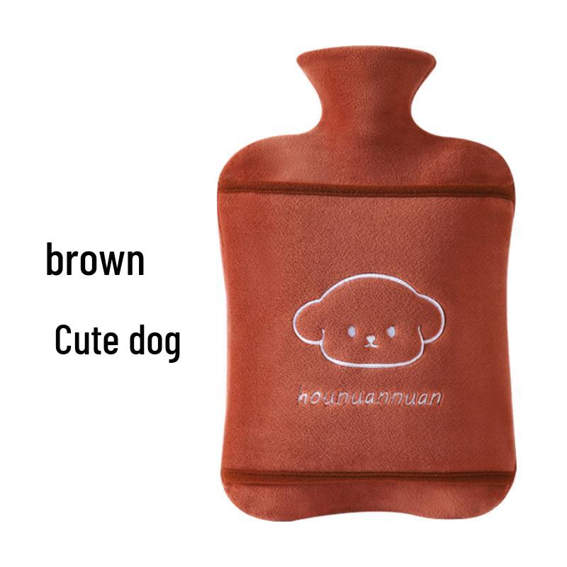 Thickened Velvet Hot Water Bottle with Hand Inserts for Warmth and Anti-Scald Heat Therapy.