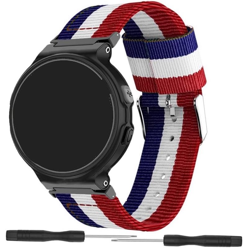 Nylon Strap for Garmin Forerunner 235 735 230 220 630 620 Stripe Stitching Color Watch Band for Approach S20 S6 Wriststrap Bracelet Metal Connectors