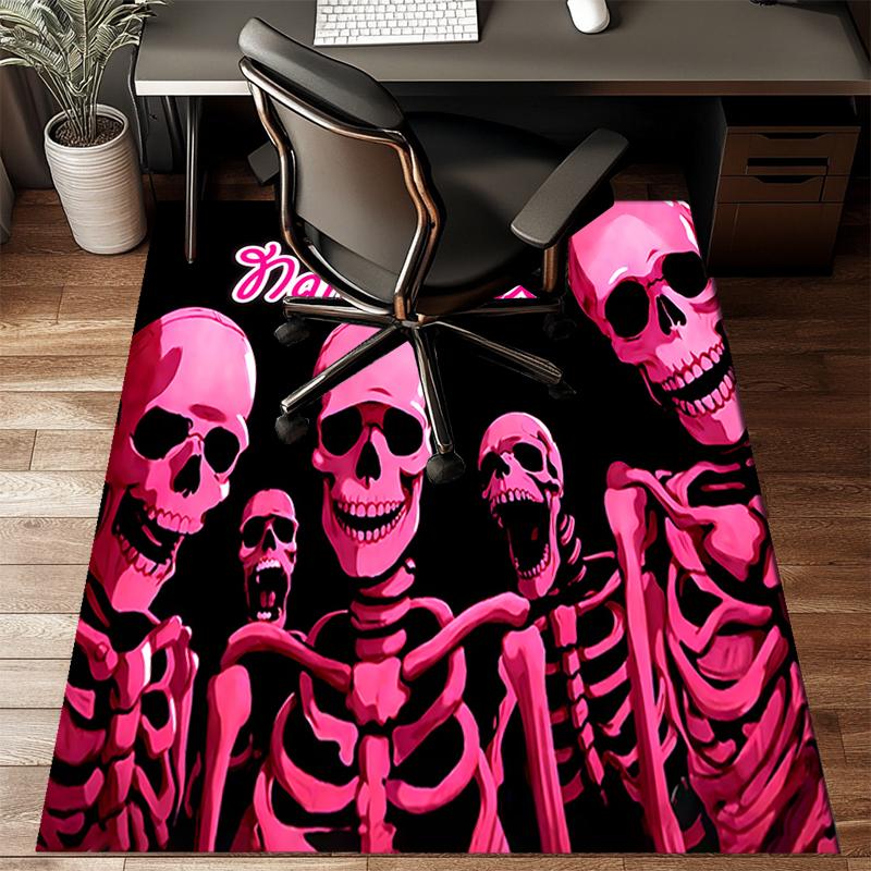 1PC Custom Name Pink Skeletons Artwork Theme Floor Mat Ideal for Living Room, Game Rooms, Office, Bedroom,Floor Mat Playful Design