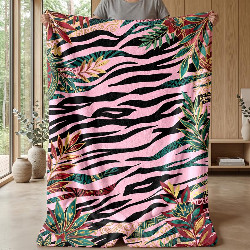 Pink Zebra Jungle Print 1 Theme blanket Lightweight Warm Flannel Blanket Decorative Throw Blanket for Home Decoration