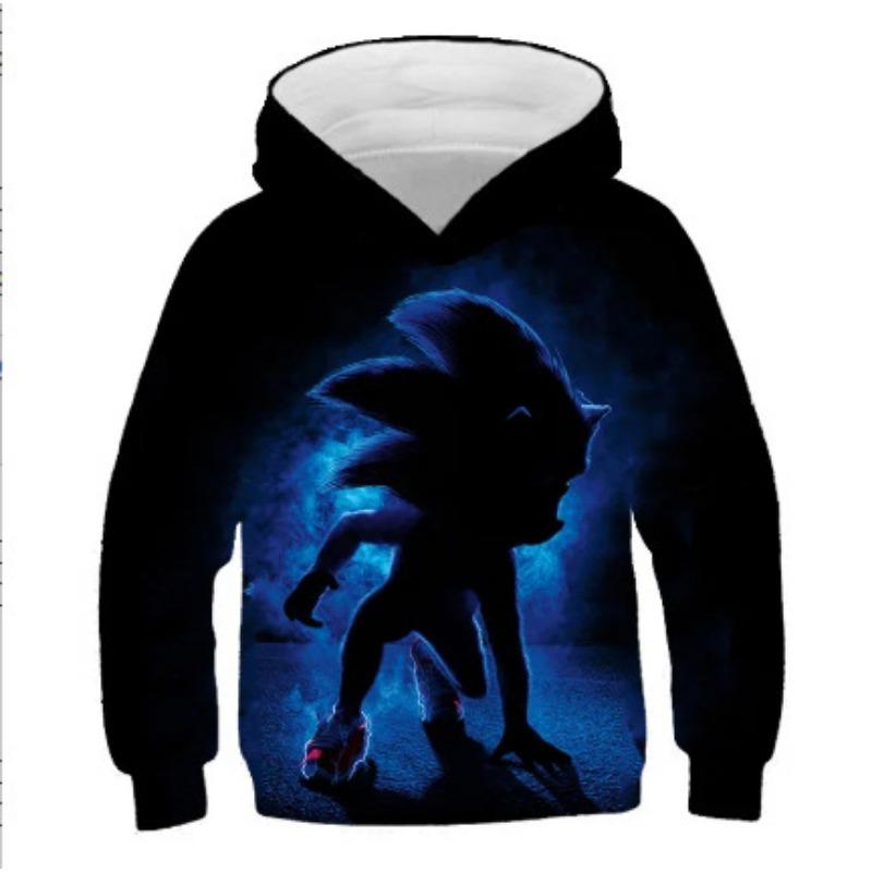 Autumn 3D Sonic the Hedgehog Printed Hoodies Fashionable Casual Sports Long Sleeved Children's Boy Hooded Sweatshirts