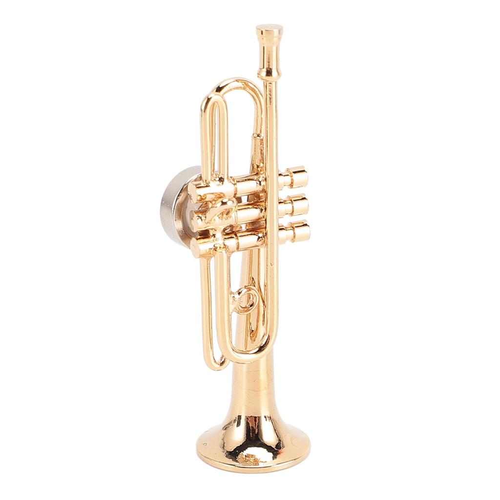 Goldene Trompete Miniatur-Nachbildung Magnet Realistisch Metall Wiederverwendbar Musikinstrument Kühlschrankmagnet