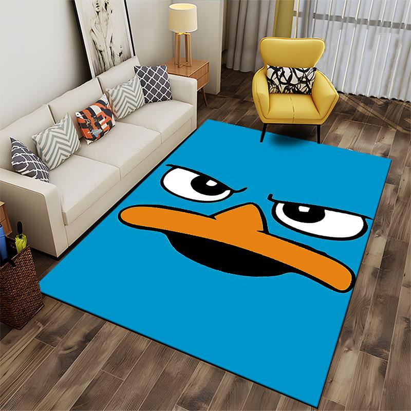 Cartoon Duck Face Graphic Carpet suitable as a non-slip mat for the living room or bedroom sofa