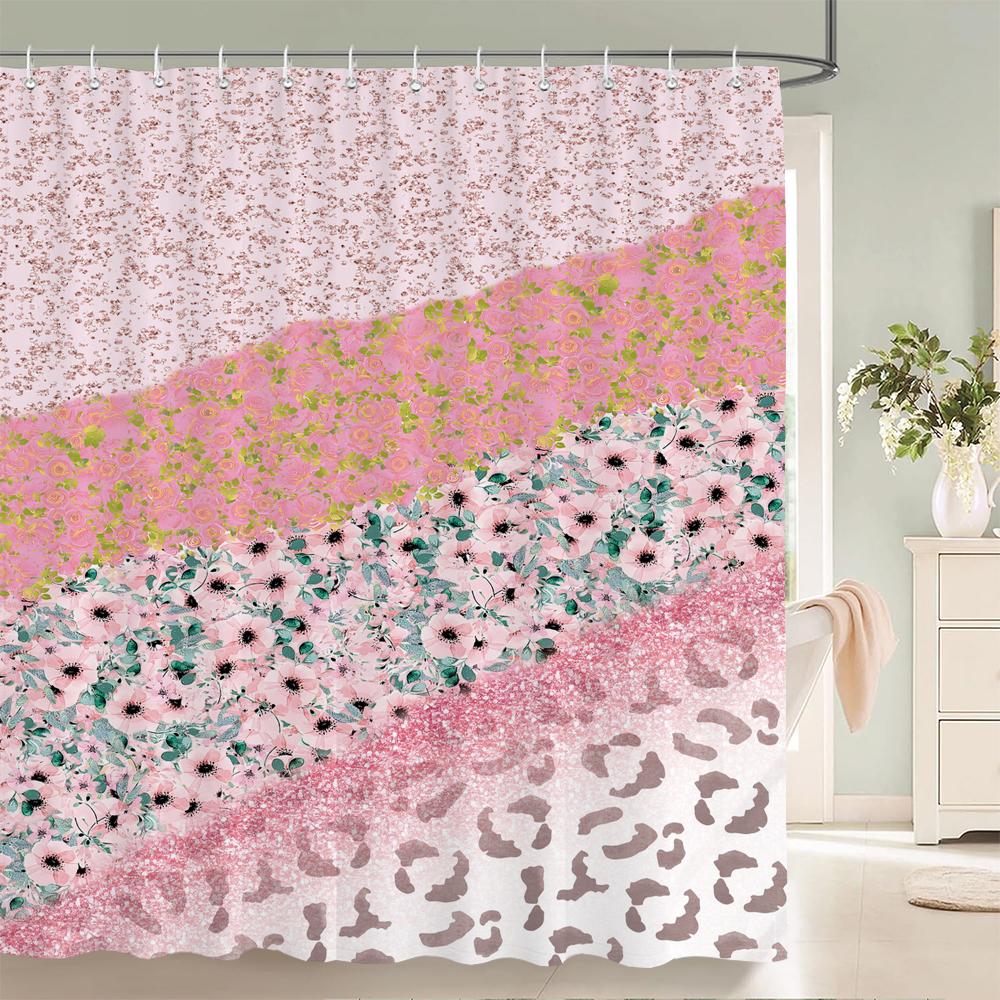 

Home Shower Curtains For Bathroom Waterproof Fabric Nordic Style Color Love Leopard Pattern Bathroom Curtains Shower Curtain W60H190(CM)-1 Pcs