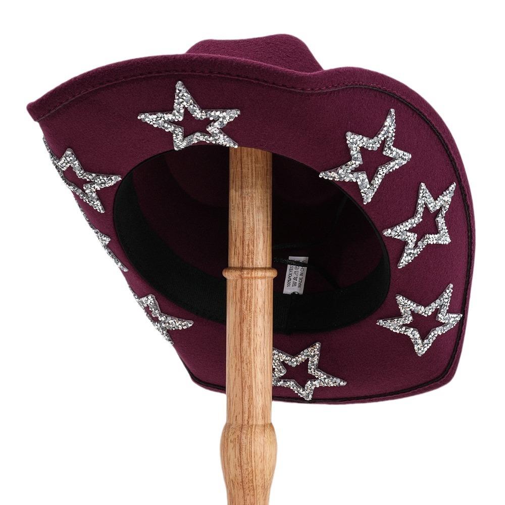 Sunscreen Western Cowboy Hat Shiny Cowgirl Hat Cool Rhinestone Star Jazz Top Hat  Street Party