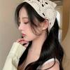 Hollow Crochet Headband Hair Bandana for Women, 3pcs Boho Triangle Head Scarf, Adjustable Non-Slip Headband, Retro Hair Kerchief