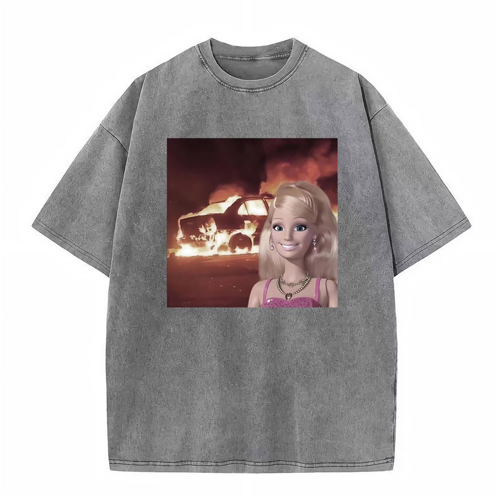 Meme Festa Bambole Grafica Meme Magliette Unisex Donna Manica Corta Gotico High Street T-shirt Cotone Lavato Vintage Larga T-shirt