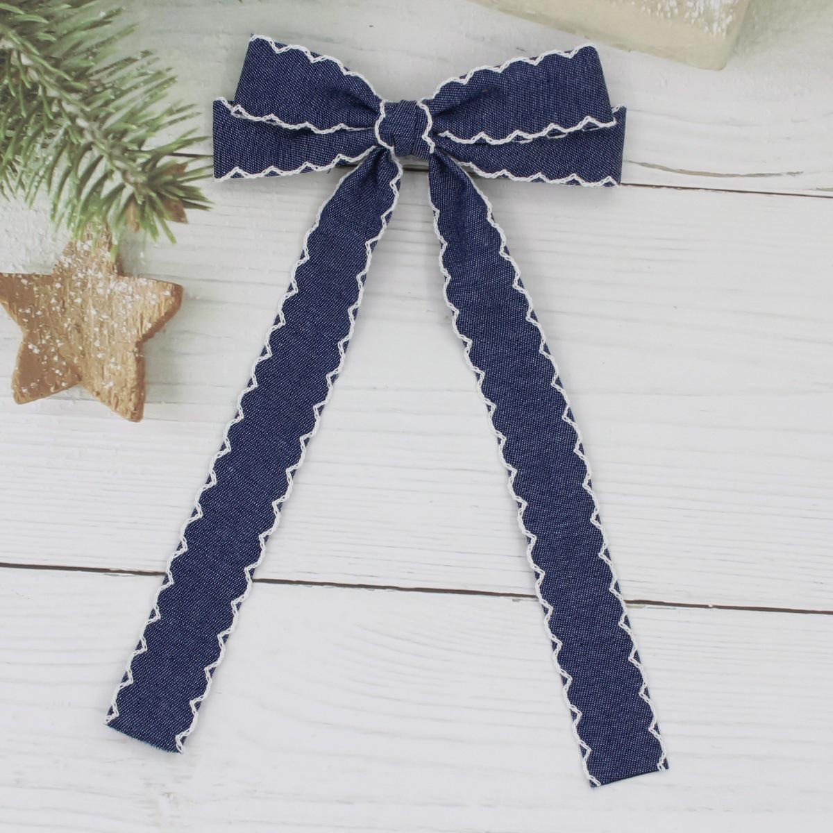 Denim Blue Bow Hair Clip - 2024 Stylish and Versatile High-End Hair Accessory for Girls темно-синий