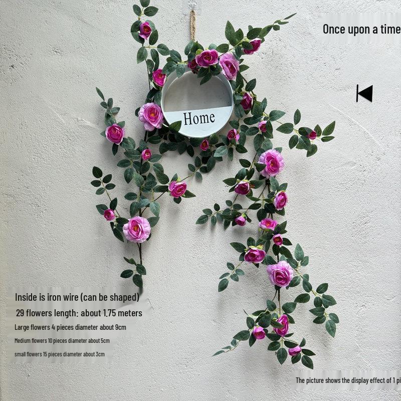Rose Vine Artificial Flower Decor for Air Conditioner Pipes or Balcony Railings
